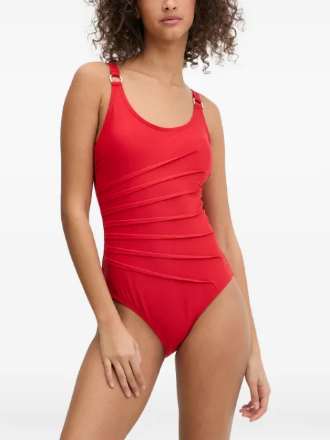 DKNY pleated ring-detail swimsuit Red DIE6M064