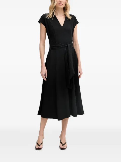 Joseph Ribkoff belted crinkled-finish midi dress Black 262026