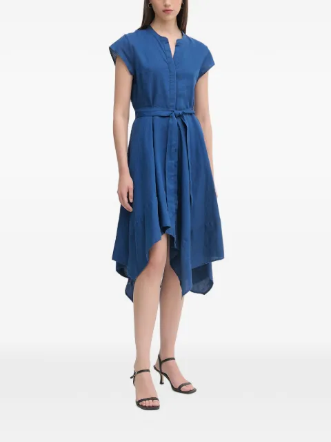 DKNY belted handkerchief-hem midi dress Blue P4BBTEWV