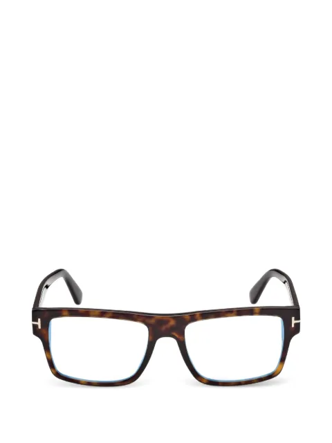 TOM FORD Eyewear tortoiseshell-effect rectangle-frame glasses Brown FT6168B