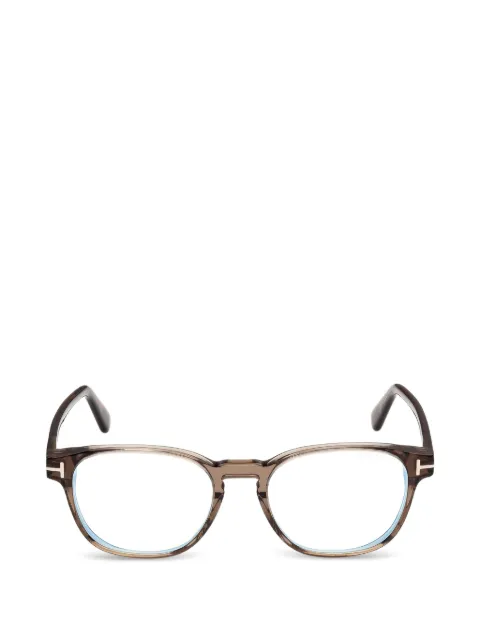 TOM FORD Eyewear T-logo round-frame glasses Brown FT6169B