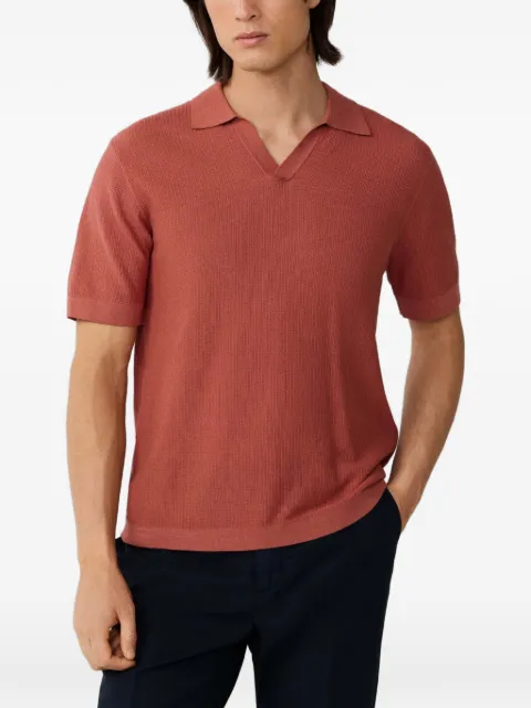 Hackett London Riviera-collar textured-knit polo shirt Red HM7000180