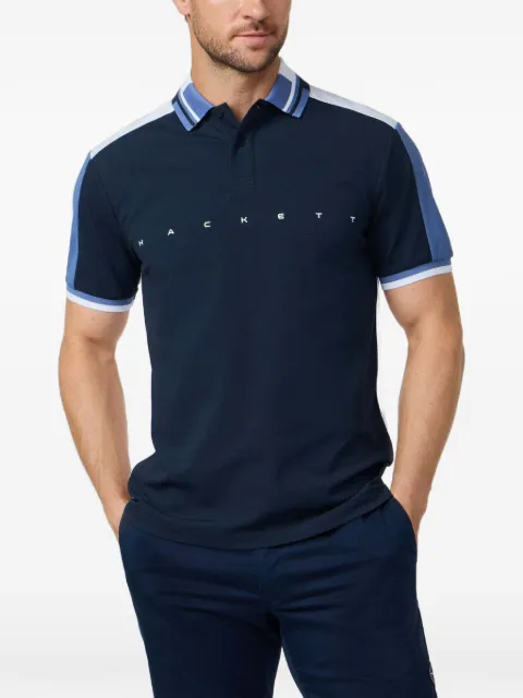 Hackett London short-sleeve logo-print cotton polo shirt Blue HM5600118