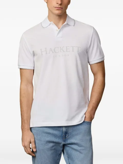 Hackett London logo-print piqué polo shirt White HM5600147