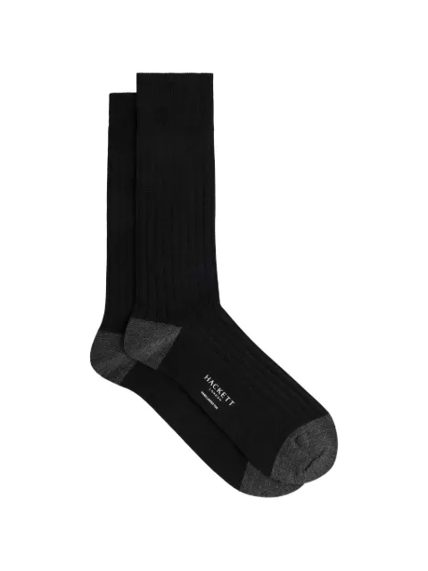 Hackett London ribbed-knit contrast-trim socks Black HMU30022