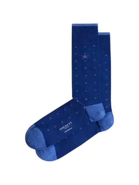 Hackett London logo-patterned contrast-trim socks Blue HMU300065