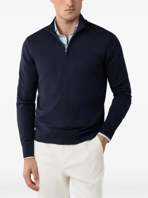 Hackett London half-zip elbow-patch sweater Blue HM7000183
