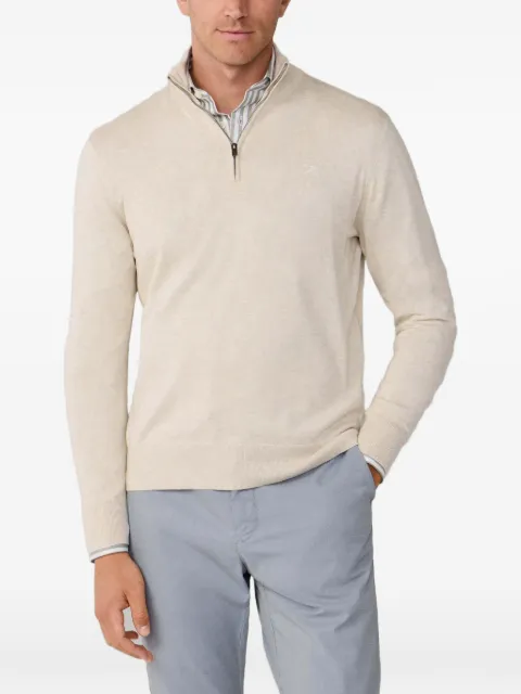 Hackett London embroidered quarter-zip sweater Neutrals HM7000137