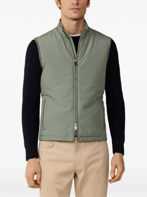 Hackett London Windsor faux-suede trim gilet Green HM4000144