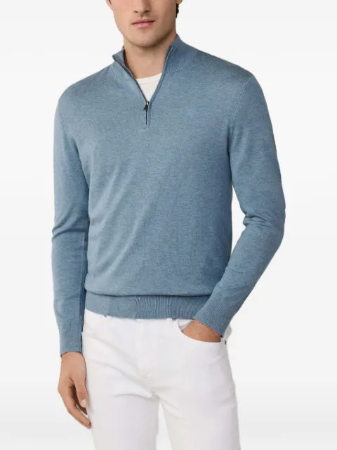 Hackett London embroidered quarter-zip sweater Blue HM7000137