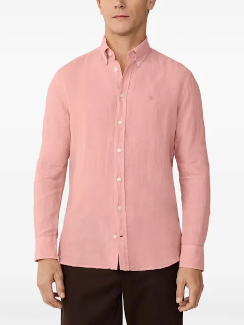 Hackett London Brompton button-down linen shirt Pink HM3010635