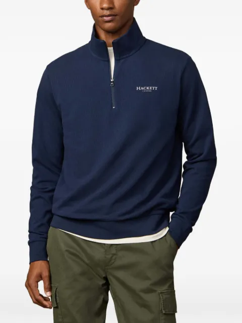Hackett London pique-knit quarter-zip sweater Blue HM5800056