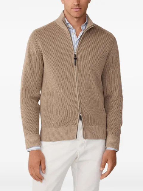 Hackett London rib-stitched raglan-sleeve cardigan Neutrals HM7000110