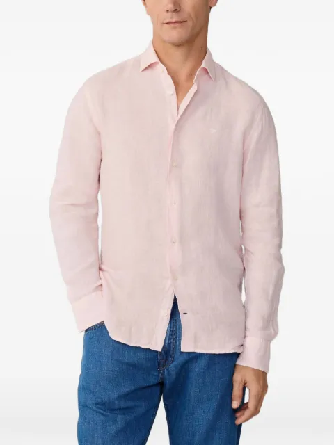 Hackett London Kent cutaway-collar linen shirt Pink HM3010636