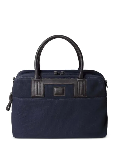 Hackett London leather-trimmed canvas holdall Blue HM4100023