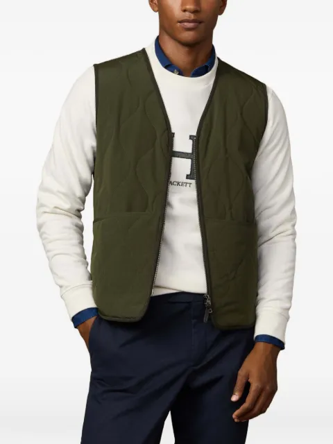 Hackett London quilted zip-up gilet Green HM4000097