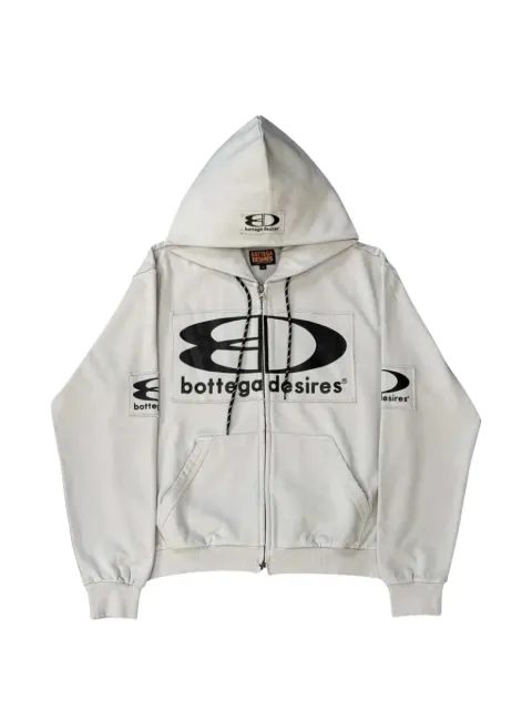 Bottega Desires logo-print zip-up hoodie Grey BD012