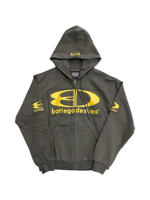Bottega Desires logo-print zip-up hoodie Green BD009