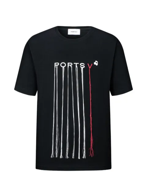 Ports V threads logo-print T-shirt Black VD8KKC08HCC024
