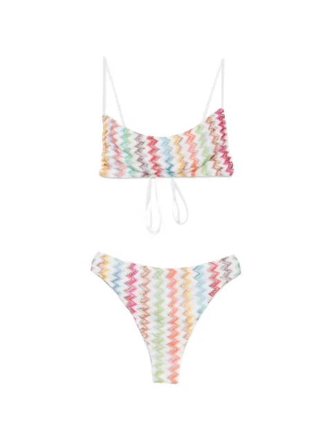 Missoni bikini in lamé viscose with micro zigzag pattern and high-waisted bottoms White MS26SP0GBR014J