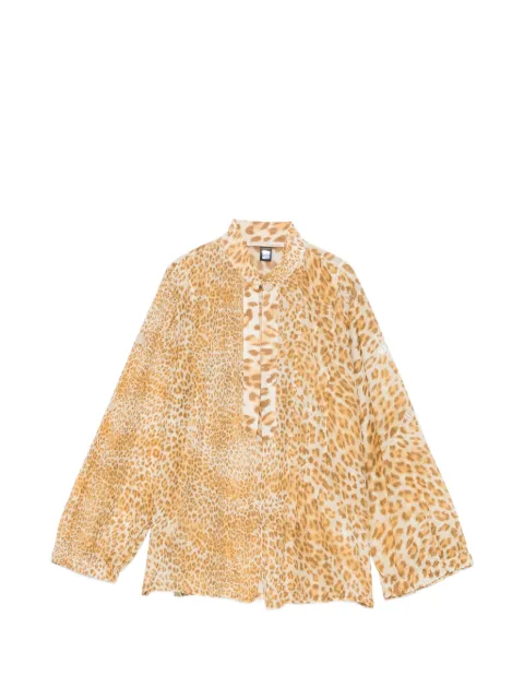 Roberto Cavalli Vintage 2000s leopard-print pleated blouse Neutrals RC250BMH