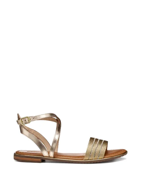 Geox crystal-embellished metallic-leather sandals Gold D55DQF02JN0C2E2L