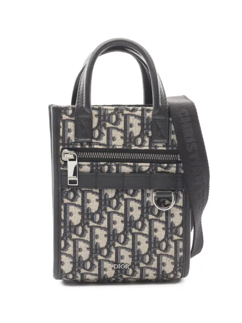Christian Dior Pre-Owned 2010-2026 Mini Oblique Canvas Safari North-South Tote satchel Blue S28QDTSVQ1DSAI0D