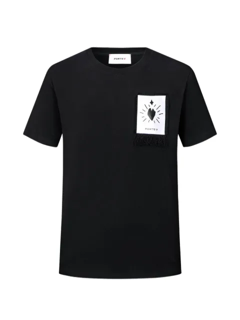 Ports V heart-patch frayed T-shirt Black VD8KKC03HCC024