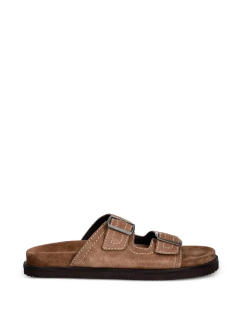 Gant buckle-fastening suede slides Brown 32663295