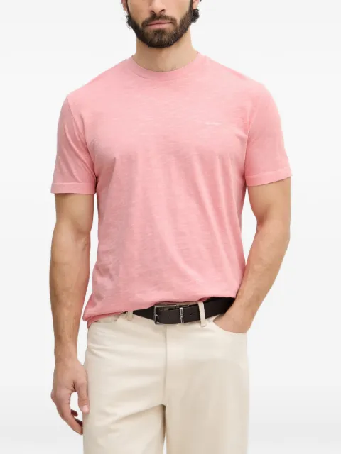 Gant logo-embroidered slub-texture T-shirt Pink 2003419