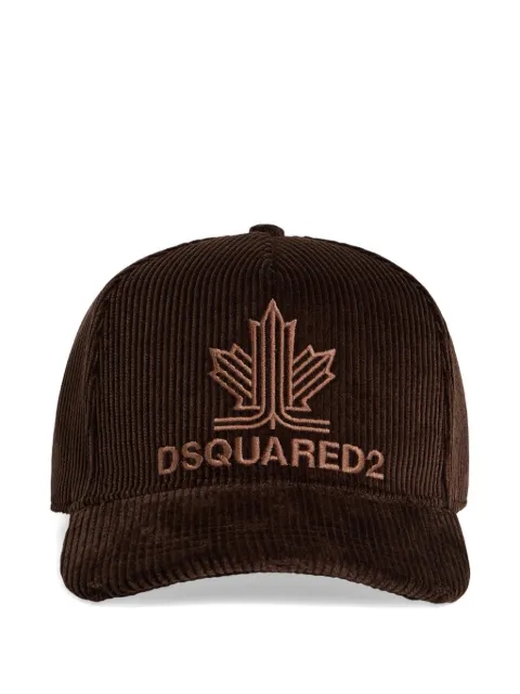 DSQUARED2 Maple Leaf corduroy cotton baseball cap Brown BCM103210908133
