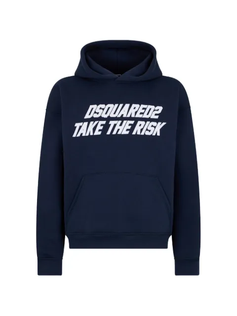 DSQUARED2 slogan-print relaxed-fit hoodie Blue S71GU0779D25007