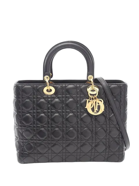 Christian Dior Pre-Owned 2010-2026 Large Lambskin Cannage Lady Dior satchel Black 526MO974A094YEBC
