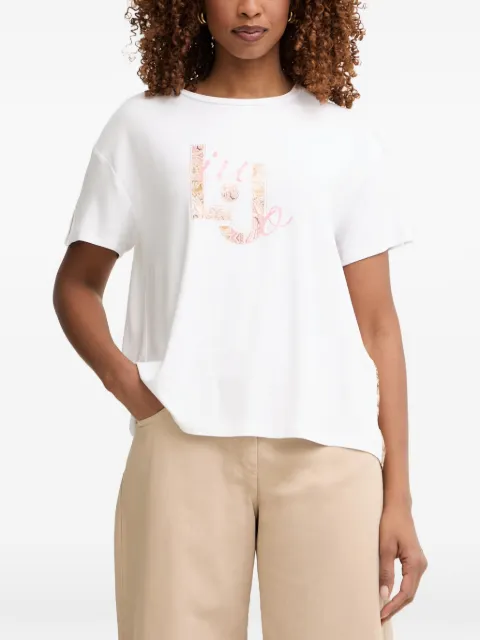 LIU JO paisley-print logo-print T-shirt White VA6164JS360