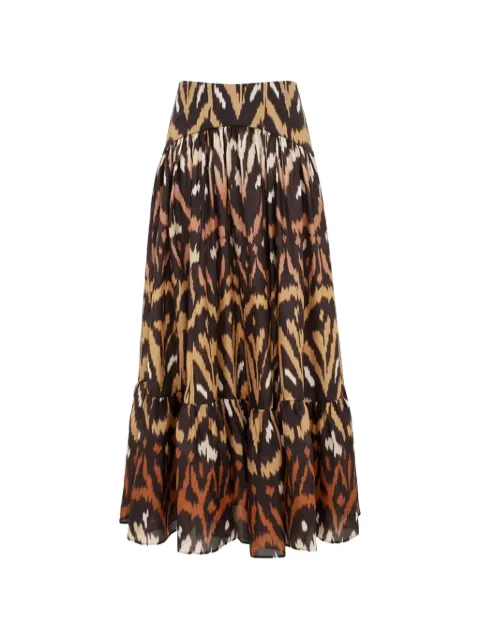 ZIMMERMANN Aster ikat-print maxi skirt Black 8467SSS261