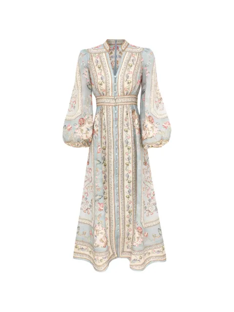 ZIMMERMANN Roselight Plunge floral-print mini dress Blue 3501DSS264