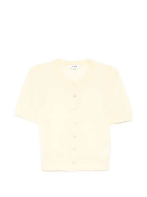 RE/DONE short-sleeve frayed-edge cardigan Yellow 59110WSHSLCD