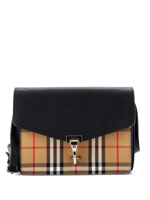 Burberry Pre-Owned Macken Leather and Vintage Check Canvas Small crossbody bag Black TIV3HP5CA783WHNN