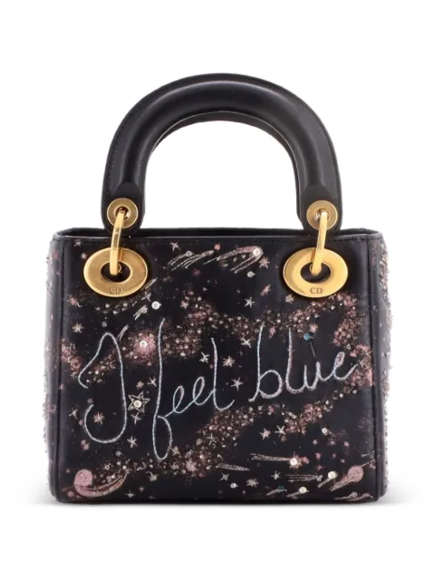Christian Dior Pre-Owned Lady Dior Chain Bag Embroidered Calfskin Mini satchel Black SUCNO8RTWHDLXYLE