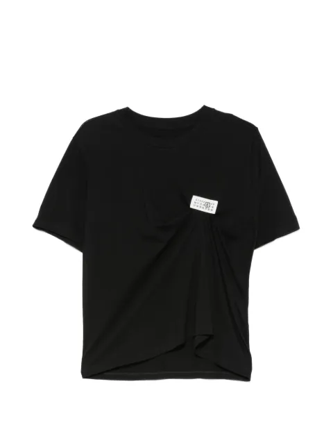 MM6 Maison Margiela logo-patch gathered T-shirt Black S52NF0018M20048