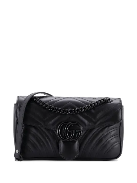 Gucci Pre-Owned GG Marmont Flap Bag Matelasse Leather Medium shoulder bag Black S89DR1XBB69IH1OF