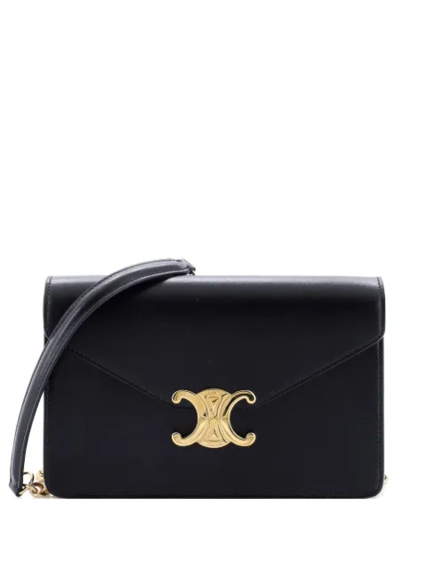 Celine Pre-Owned Margo Triomphe Wallet on Chain Leather crossbody bag Black RQAY87K08VWMJGTM