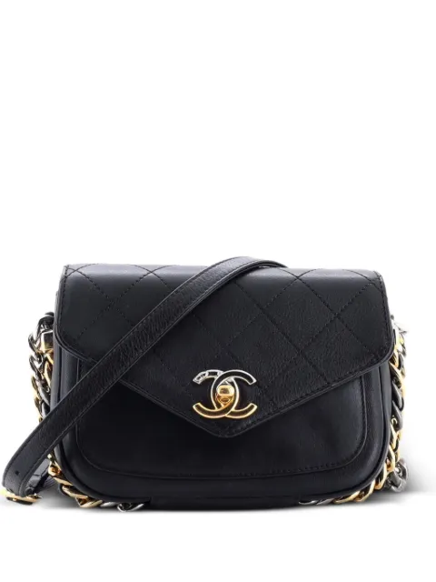 CHANEL Pre-Owned Two Tone Envelope Flap Bag Quilted Calfskin Small shoulder bag Black R9UPMJ69M7MK7O32