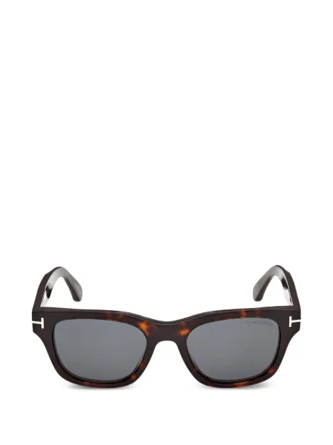 TOM FORD Eyewear tortoiseshell-effect rectangle-frame sunglasses Brown FT1357