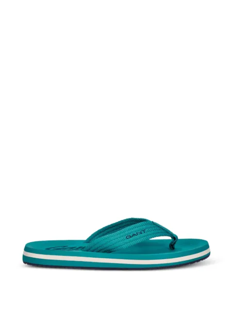 Gant logo-print braided flip-flops Green 32609293