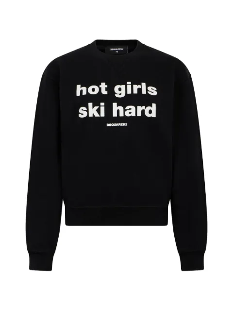 DSQUARED2 upside-down logo slogan-print sweater Black S72GU0529D25029