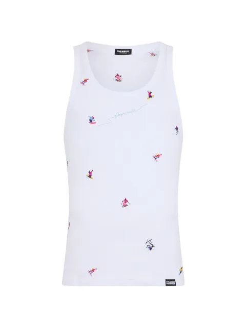 DSQUARED2 embroidered ribbed tank top White D9D096510ISA01