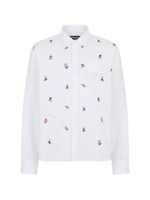 DSQUARED2 skier-embroidered cotton shirt White S71DM0850S47420