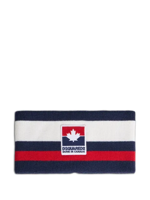 DSQUARED2 Maple Leaf striped wool headband Blue HDM000301W00306