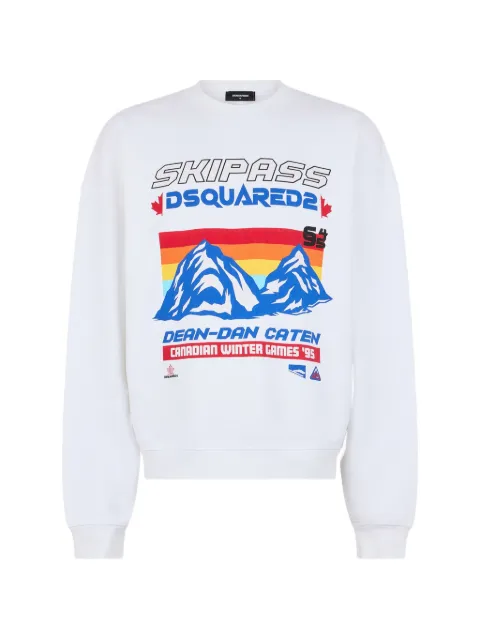 DSQUARED2 Ski Pass graphic-print crew-neck cotton sweatshirt White S71GU0782D25029